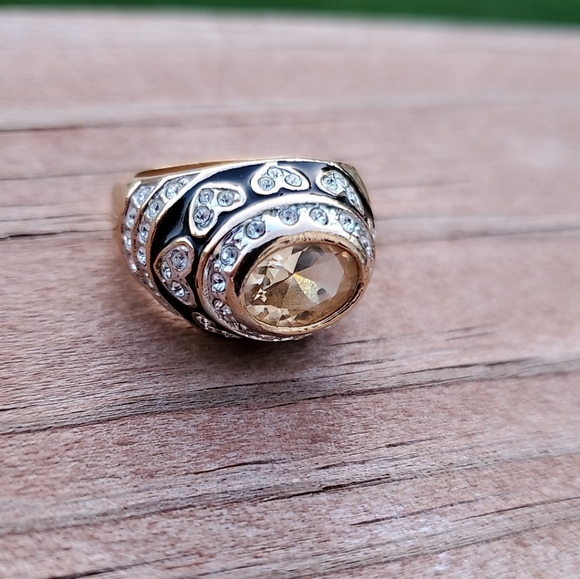 Vintage Gold Tone Citrine Statement Ring (Size 6) - Picture 7 of 7